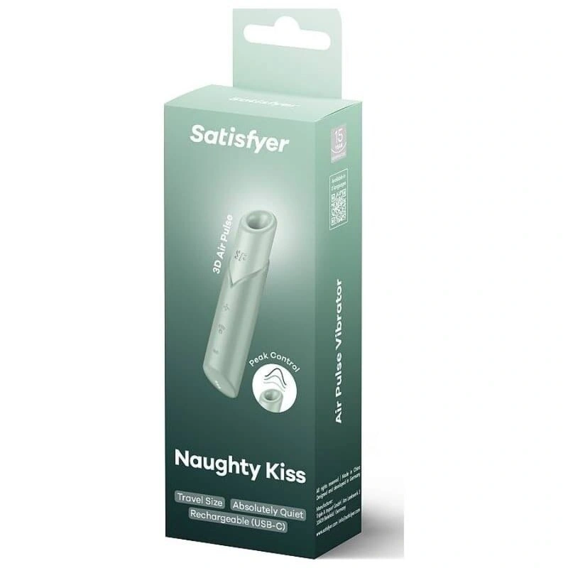 Vibrator Naughty Kiss, 30 Programe Suctiune, USB, Verde Menta, 14.5 cm