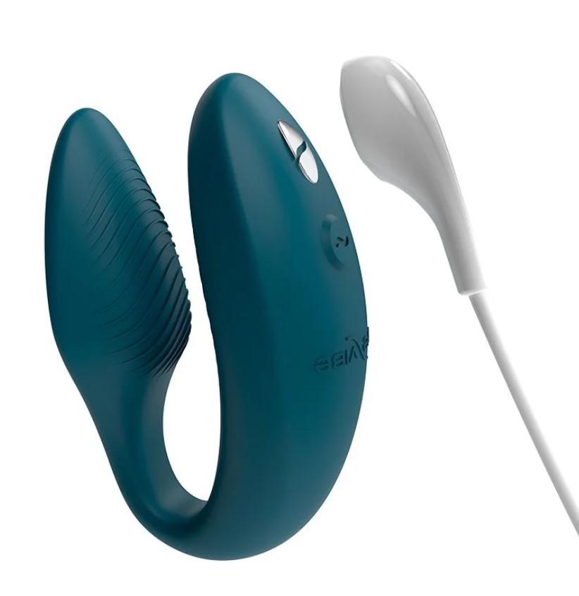 Vibrator Cuplu Sync 2, Silicon, Telecomanda Wireless, Bluetooth, Free App, USB, IPX 7, Verde