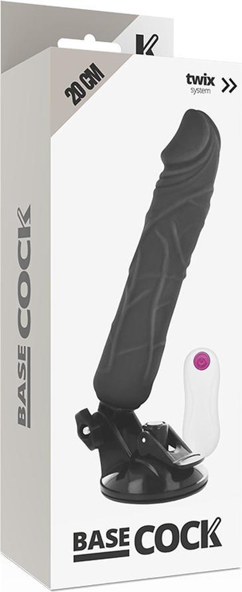 Vibrator Realist cu Suport Remote Control Negru 20 cm