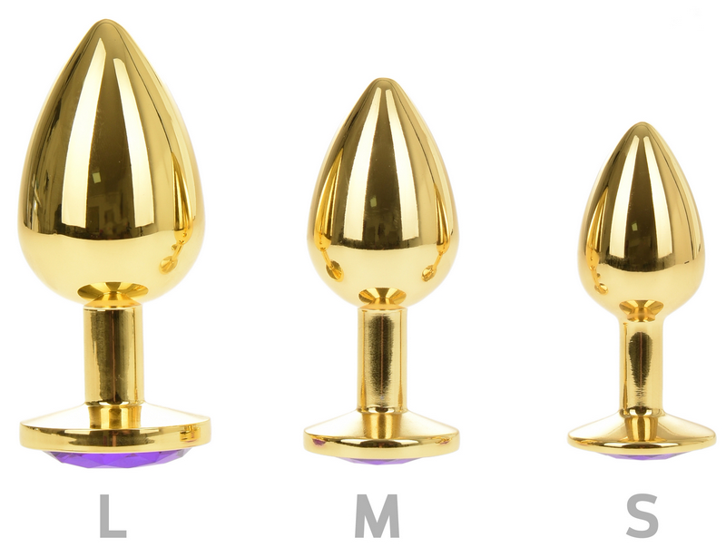 Dop Anal Metallic Buttplug, Small, Auriu/Mov, Passion Labs