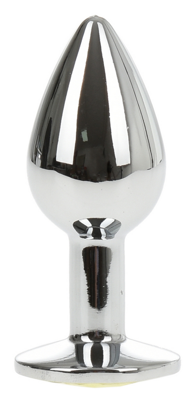 Dop Anal Metallic Buttplug, Small, Argintiu/Galben, Passion Labs