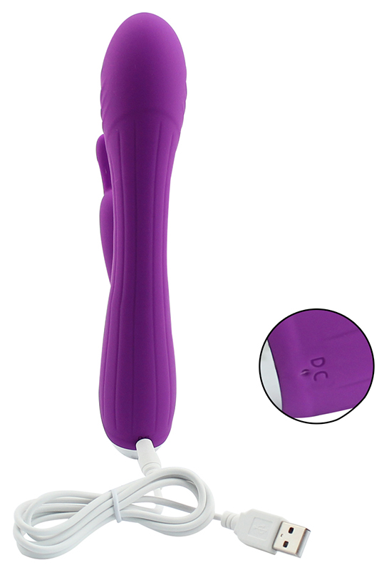 Vibrator Rabbit Levi Silicon USB 7 Moduri Mov 20 cm Passion Labs