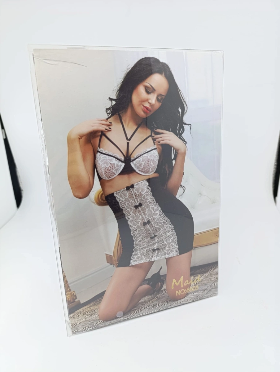 Costumatie Menajera Sexy 2 Piese Negru/Alb S/M