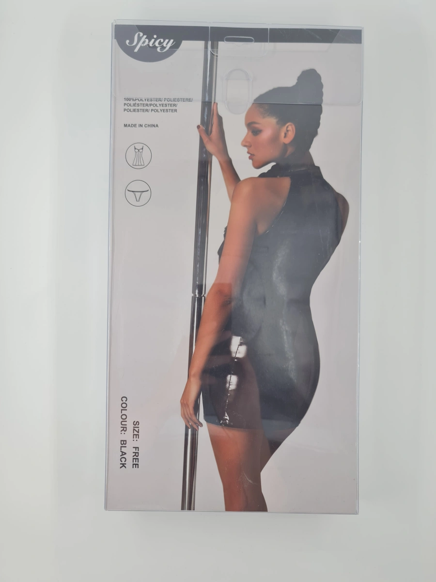 Rochie Wetlook cu Fermoar Neagra S/M