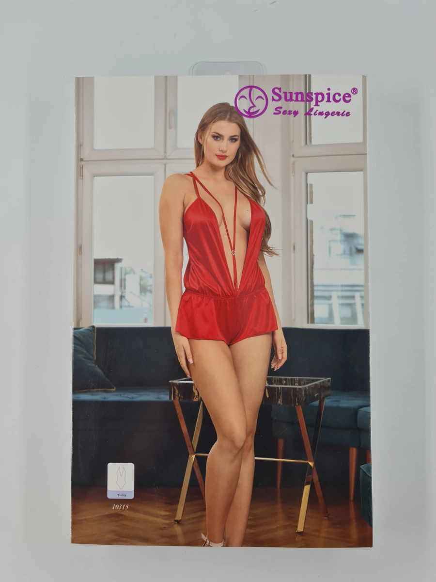 Body Sexy din Satin Lucios Rosu S/M