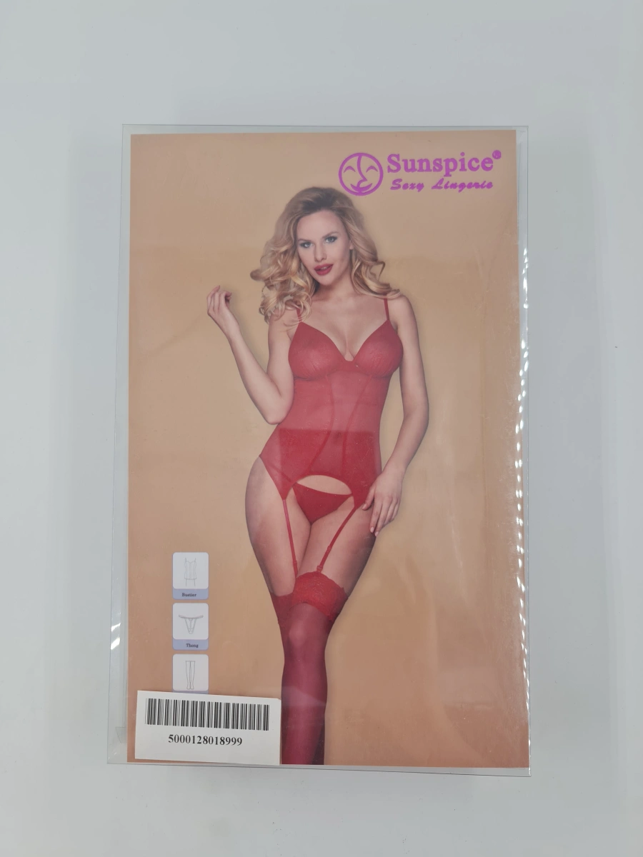 Set Lenjerie Seducatoare Mesh 3 Piese Rosu S-L
