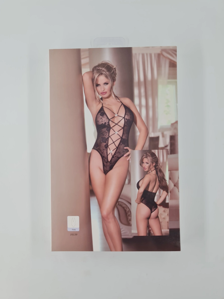 Body cu Strasuri si Model Floral Rosu OS