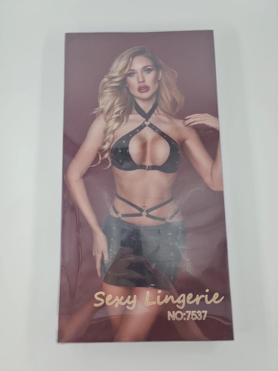 Costumatie Sexy 3 Piese Wetlook Negru OS