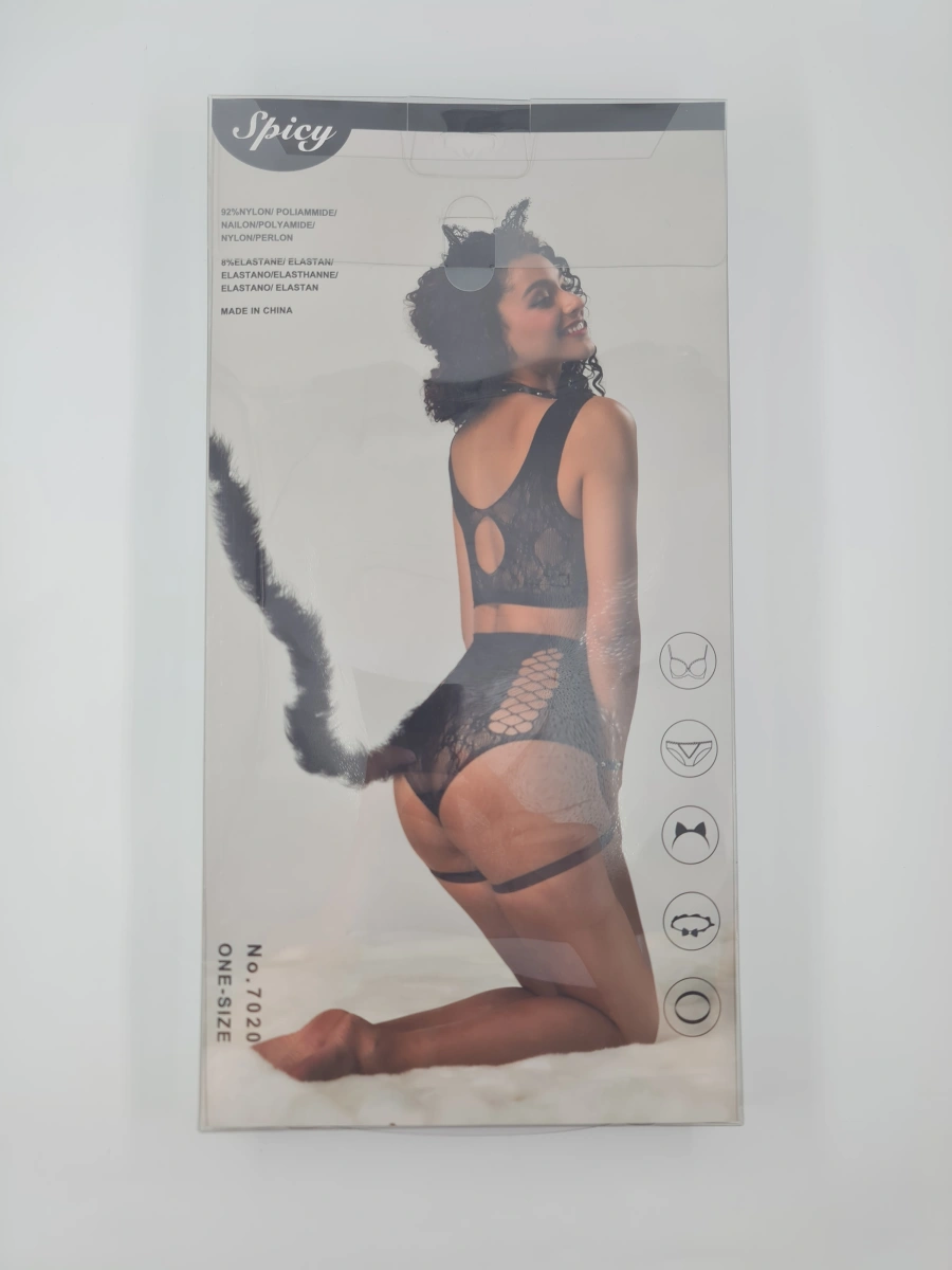 Costumatie Sexy CAT WOMAN 7 Piese Negru OS