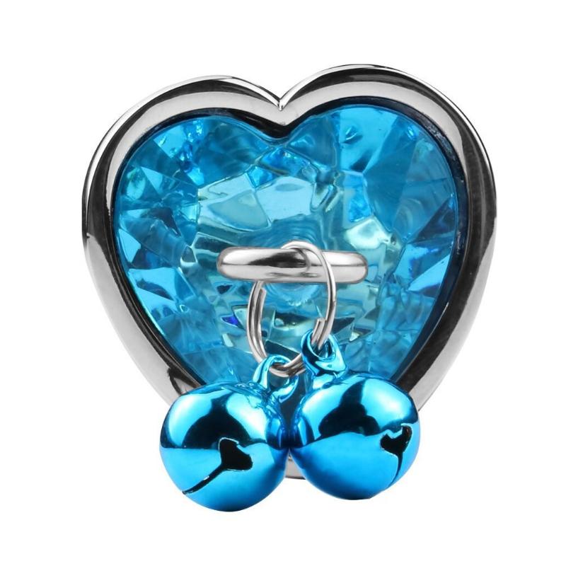 Dop Anal Small Heart Shape cu Clopotei Ring My Bells, Metal, Argintiu/Albastru, 7 cm, Passion Labs