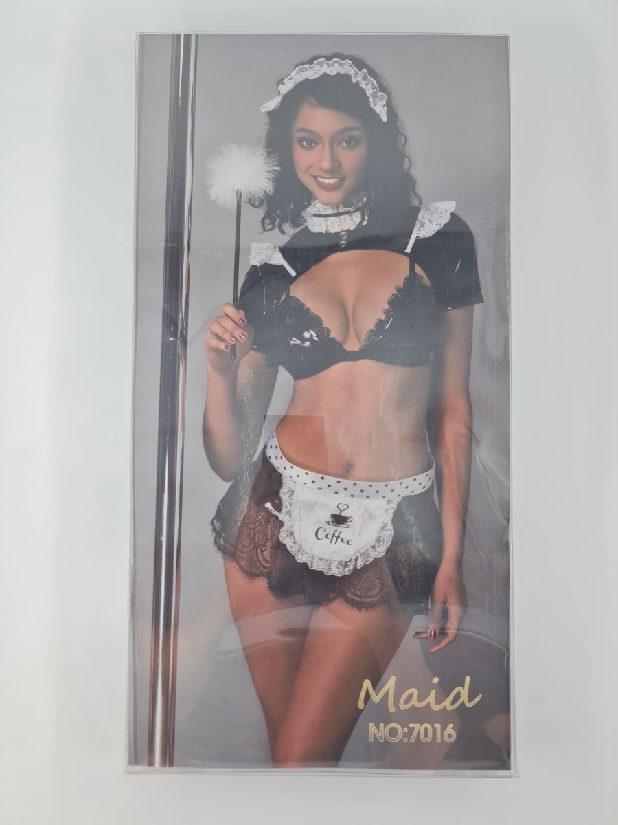 Costum Sexy Menajera 8 Piese Negru/Alb S
