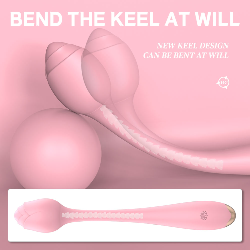 Vibrator Bendable Romance, 9 Moduri Vibratii, USB, Silicon, Roz, 22 cm, Passion Labs, Rose Collection