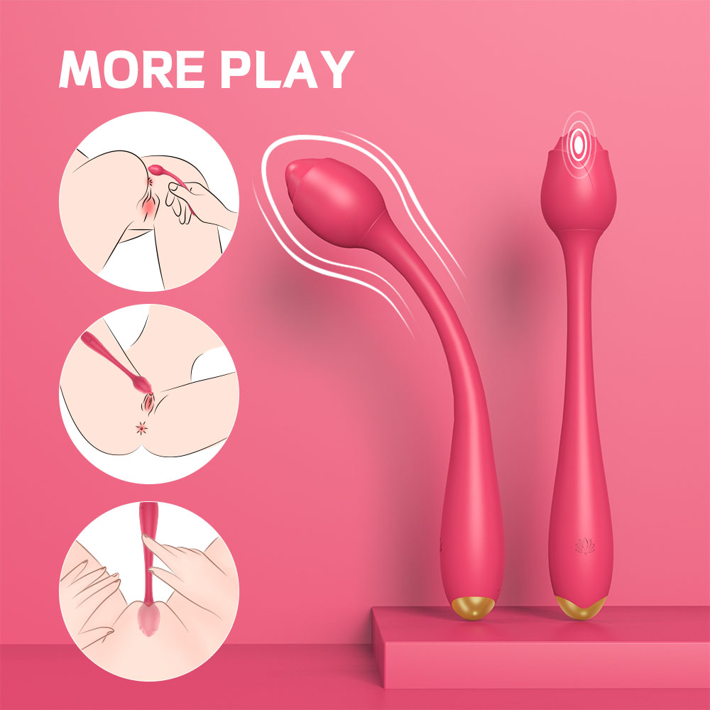 Vibrator Bendable Romance, 9 Moduri Vibratii, USB, Silicon, Rosu, 22 cm, Passion Labs, Rose Collection