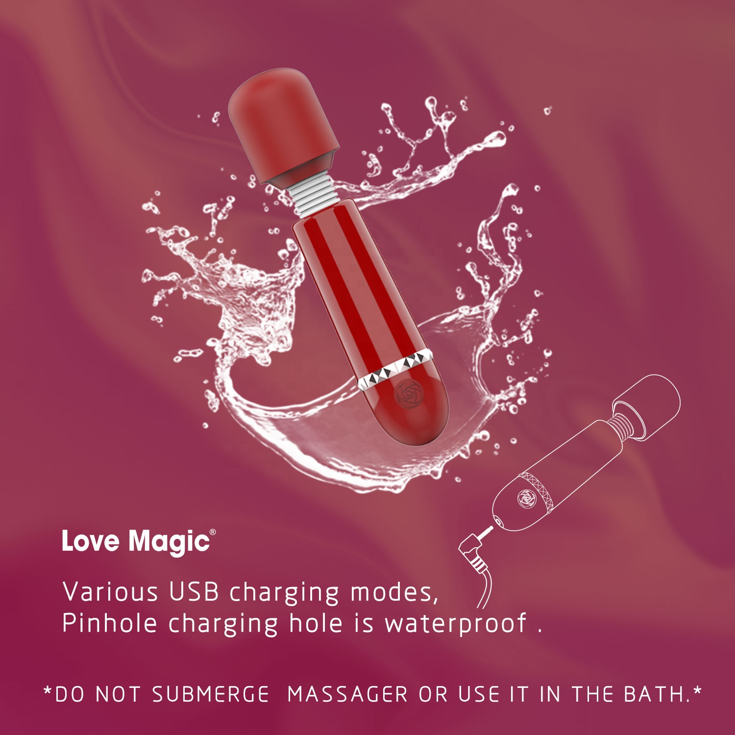 Micro Wand Starlet Guilty Toys 10 Moduri Vibratii USB Rosu