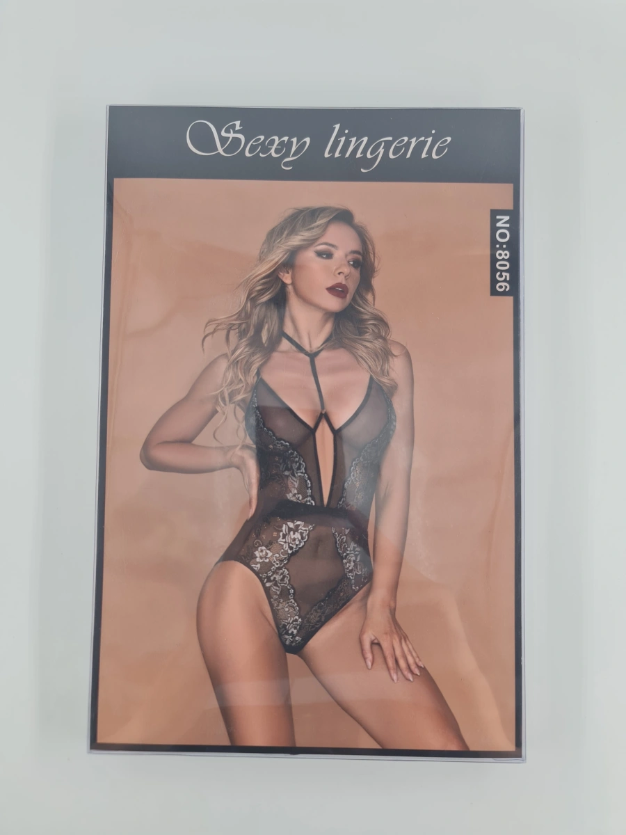 Body Estera cu Dantela Florala, Negru, S-L