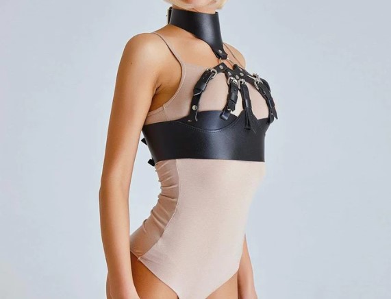 Harness Bra-Choker Piele Ecologica OS
