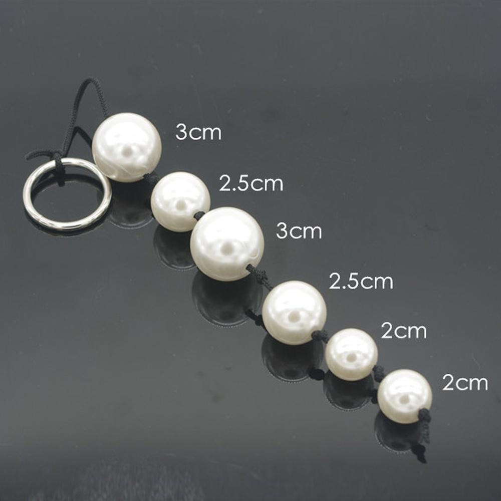 Bile Anale Pearl String, Alb, 25 cm, Guilty Toys, Backdoor Pleasure