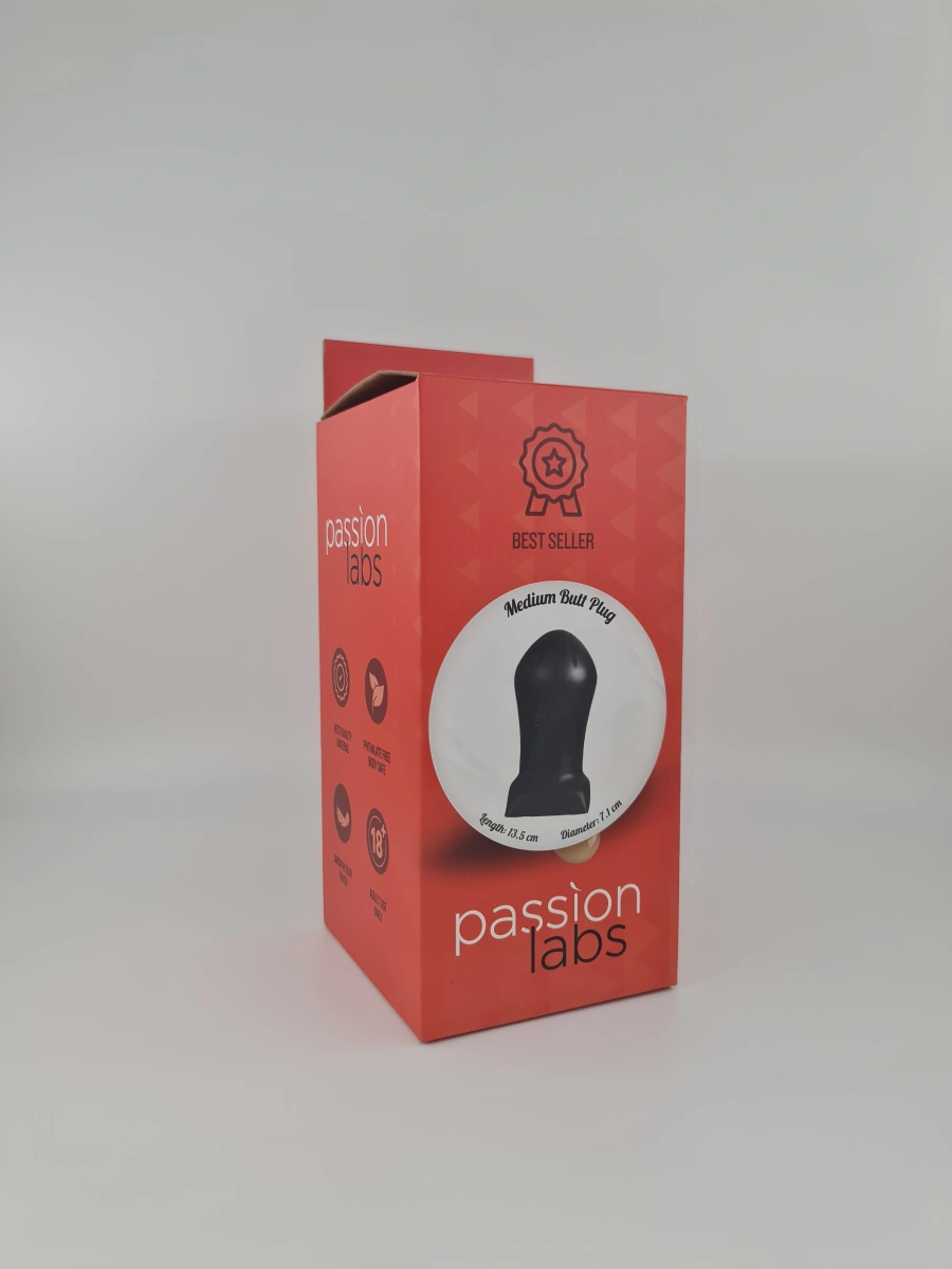 Dop Anal Medium Bomb, Silicon Lichid, Negru, 13.5 cm, Passion Labs