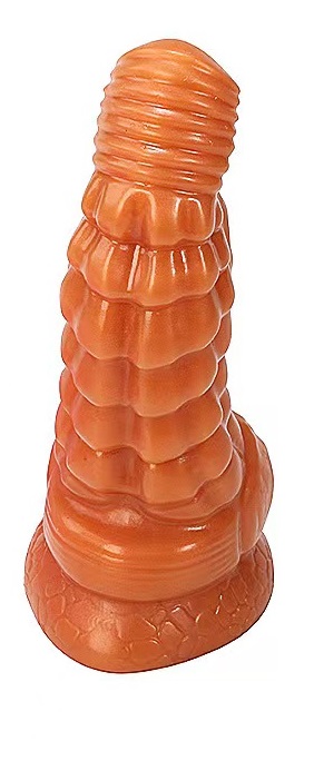 Dildo Dragon cu Ventuza, Silicon Lichid, Auriu, 21.5 cm, Passion Labs