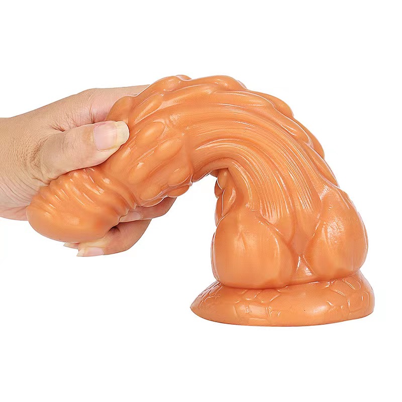 Dildo Dragon cu Ventuza, Silicon Lichid, Auriu, 21.5 cm, Passion Labs