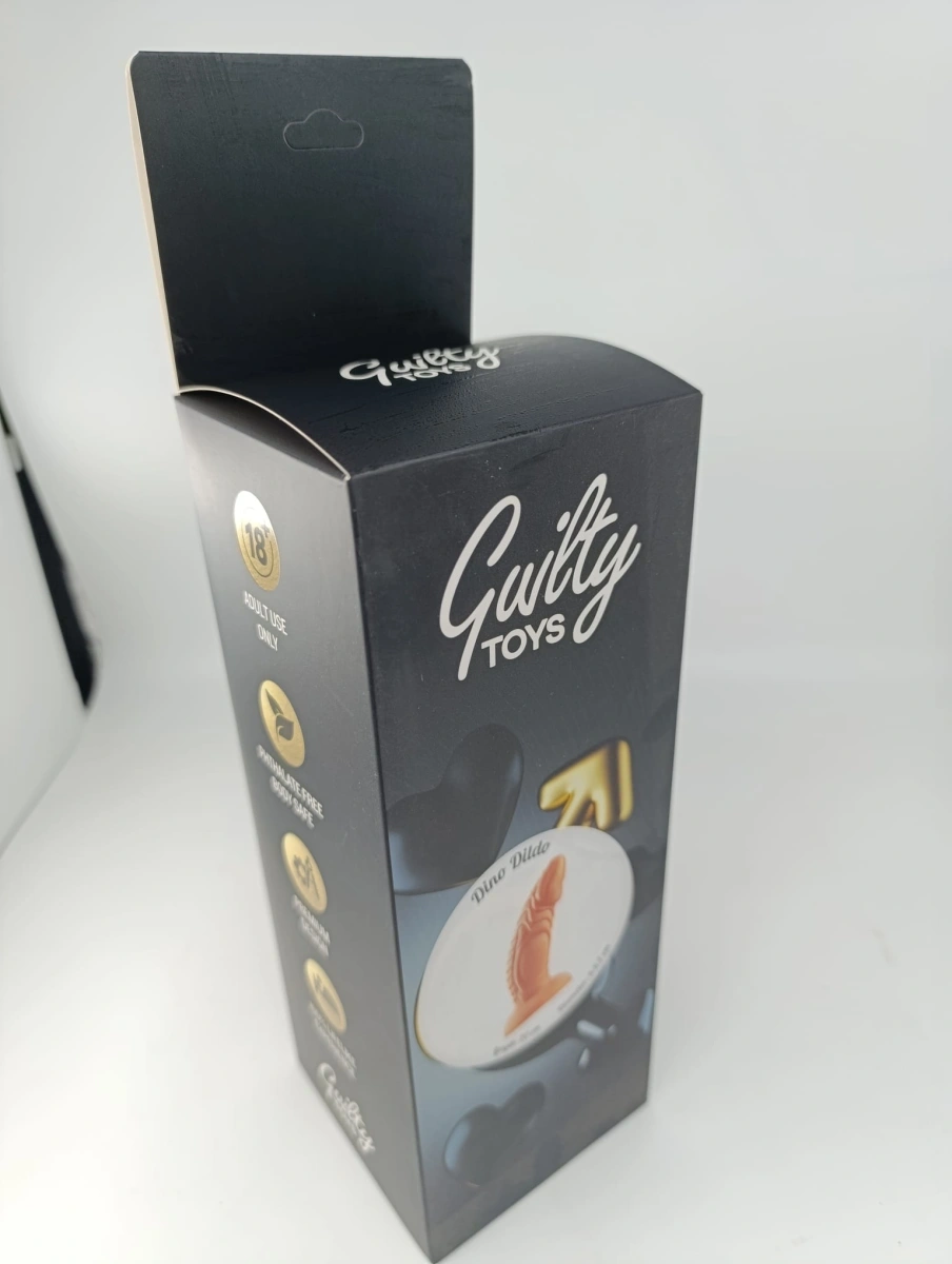 Dildo Dino cu Ventuza, Silicon Lichid, Auriu, 20 cm, Guilty Toys