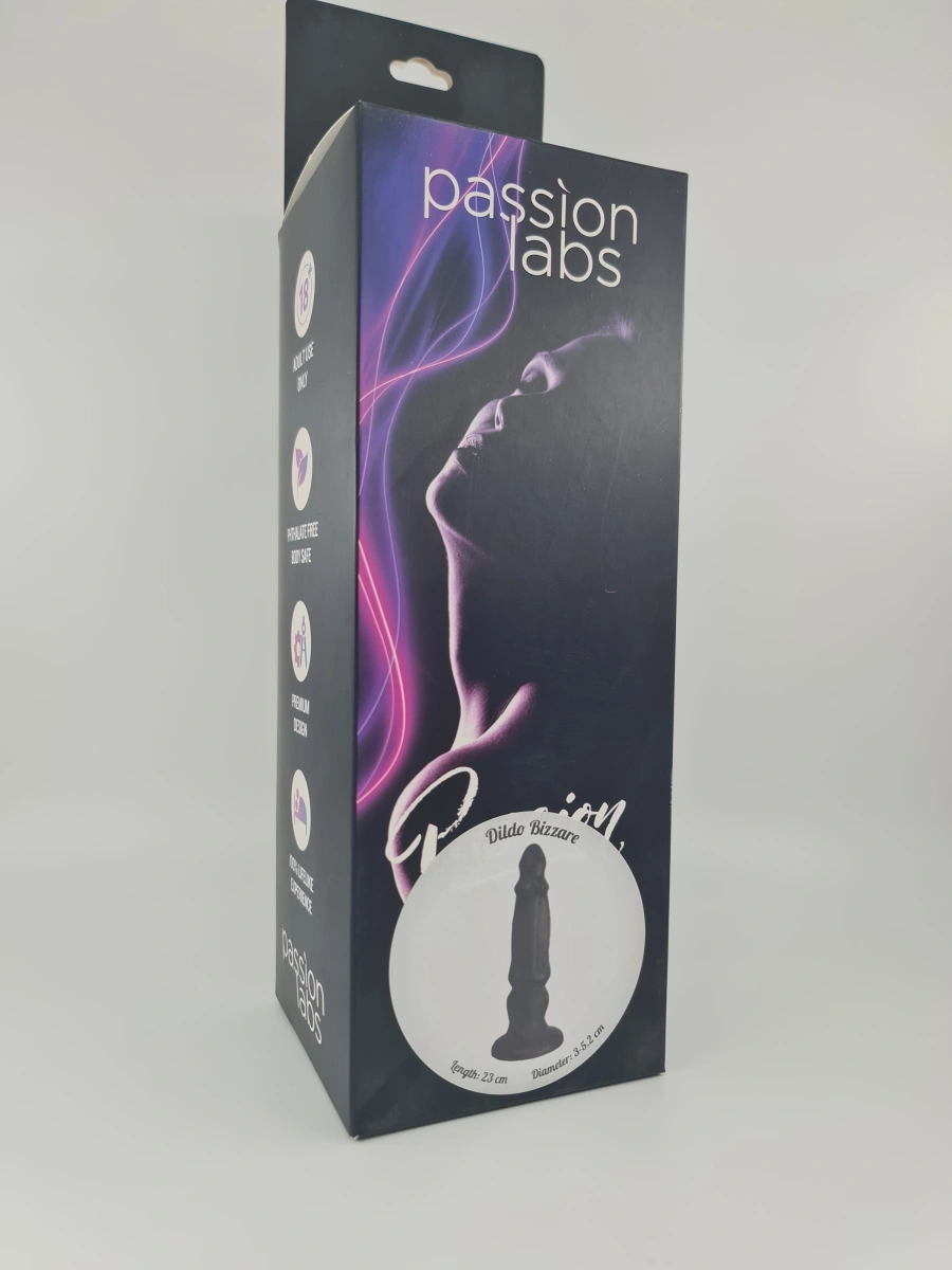 Dildo Lost cu Ventuza, Silicon Lichid, Negru, 23 cm, Passion Labs