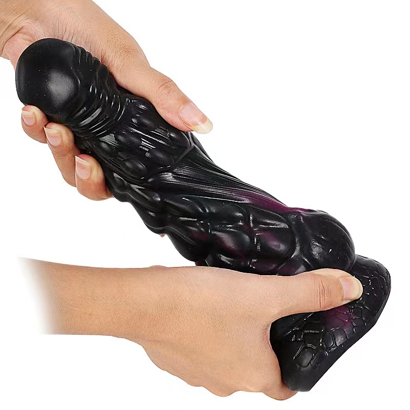 Dildo Dragon cu Ventuza, Silicon Lichid, Negru, 21.5 cm, Passion Labs