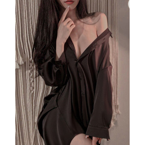Rochie Tip Camasa, Negru, M
