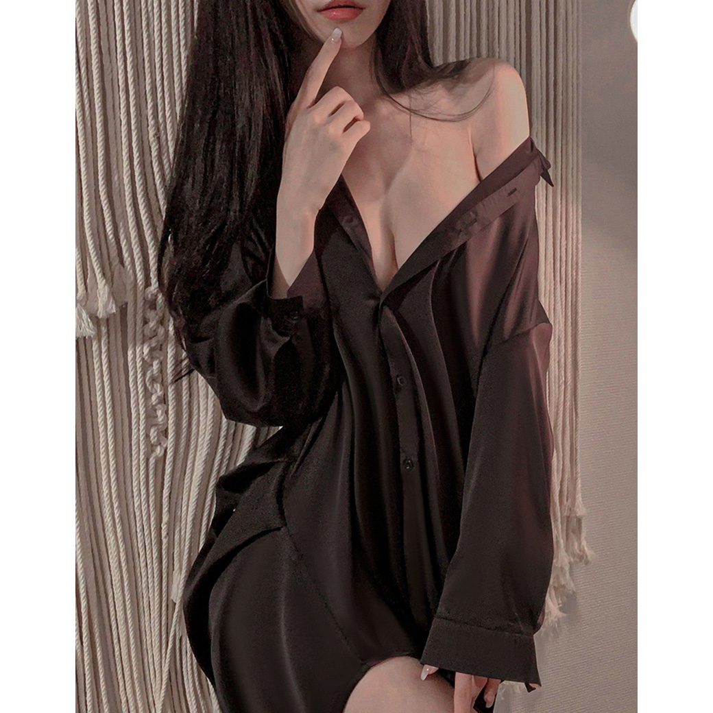 Rochie Tip Camasa, Negru, M