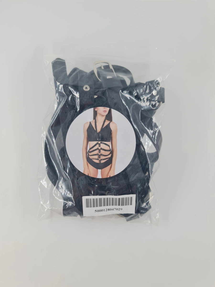 Harness Leather Lady, Piele Ecologica, Negru, S-L