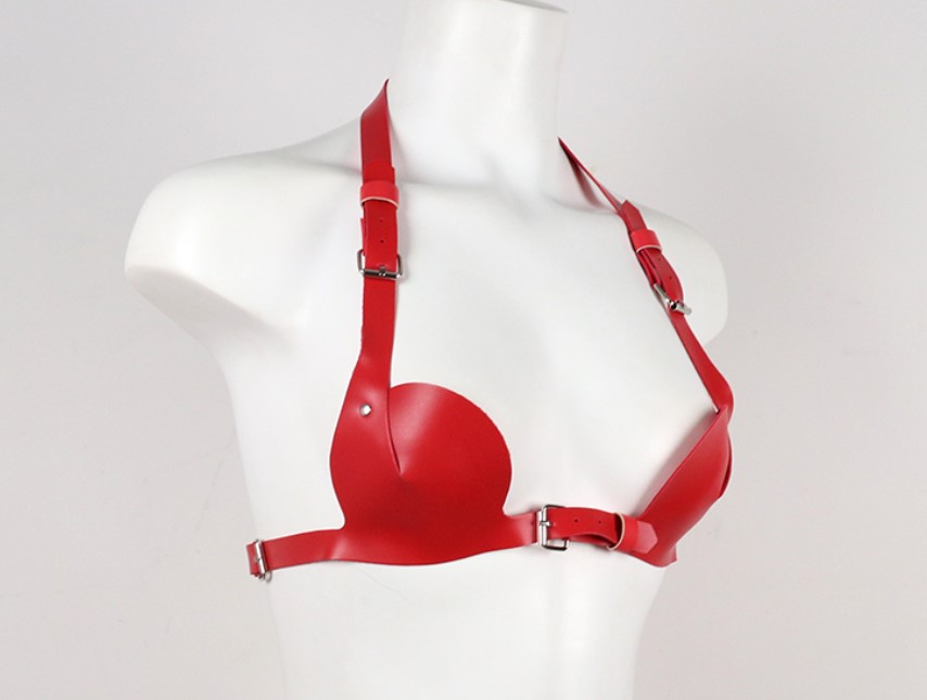 Sutien Sexy din Piele Ecologica, Rosu, S-L, JGF Lingerie