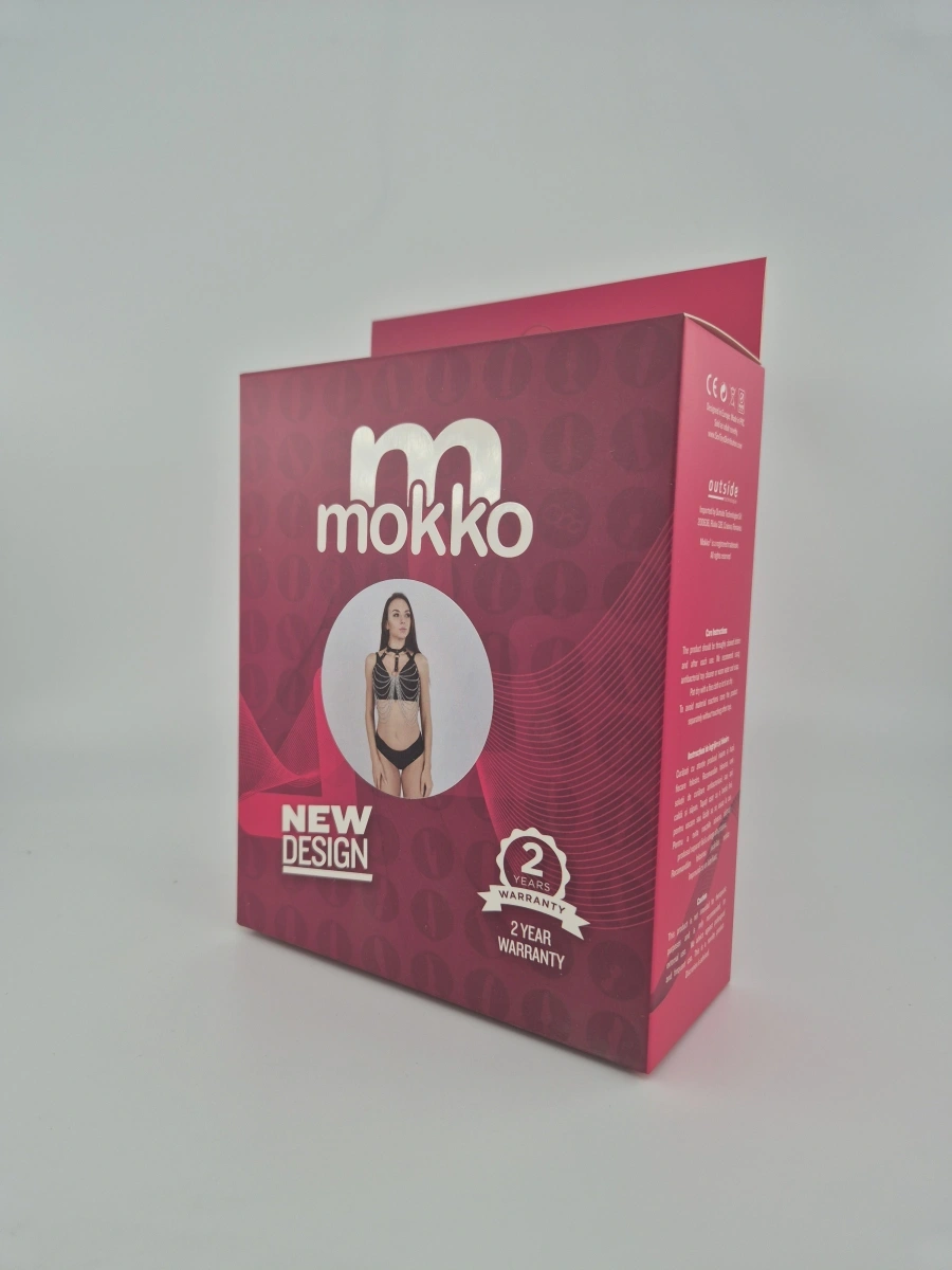 Harness Chain Chest, Piele Ecologica, Negru, S-L, Mokko Toys