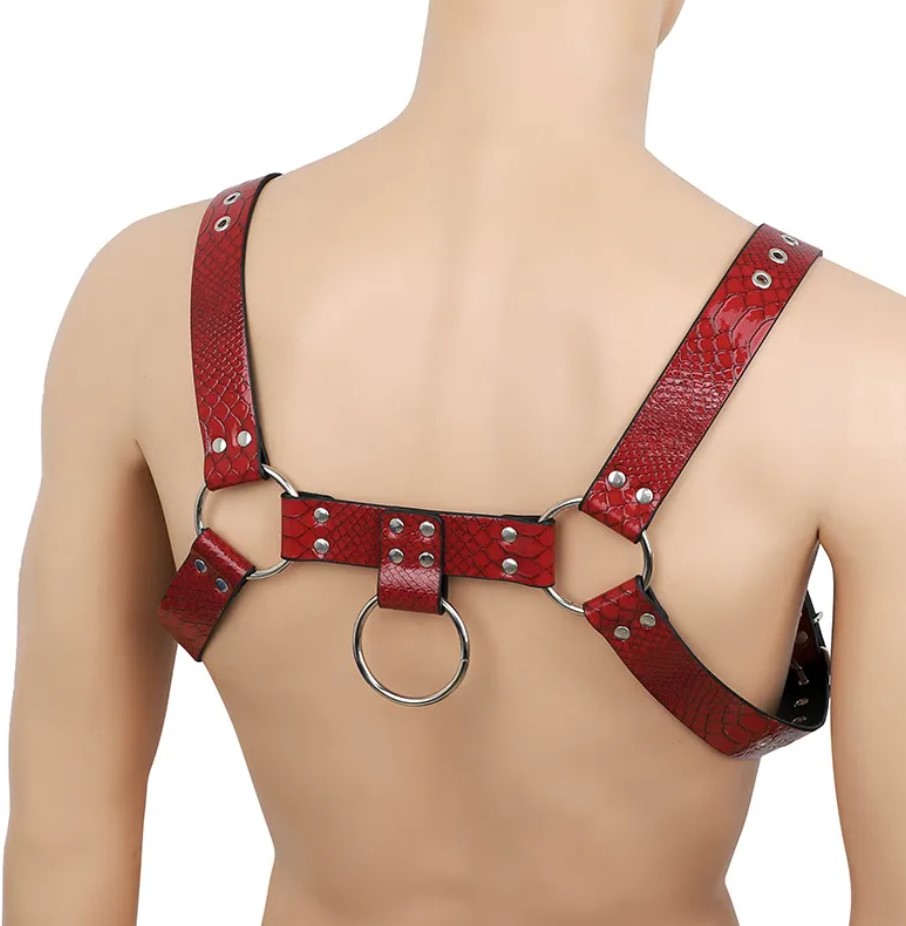 Sistem Chest Harness pentru Barbati, Rosu, S-L, JGF Lingerie