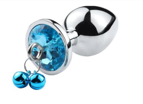 Dop Anal Metalic cu Clopotei Ring My Bells Small, Argintiu/Albastru, 7 cm, Passion Labs