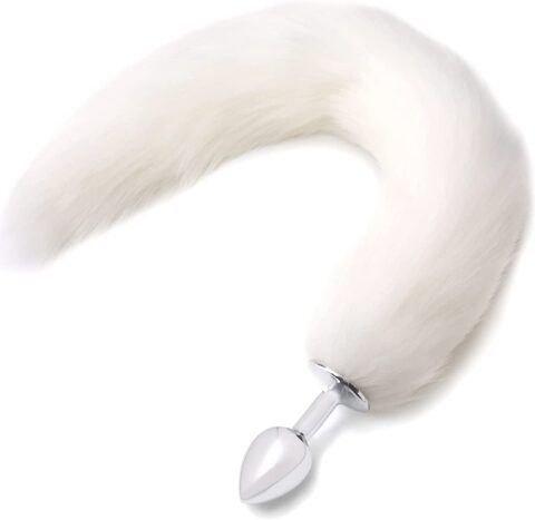 Dop Anal Small cu Coada Lunga Long Tail Plug, Alb, Passion Labs, Mystery