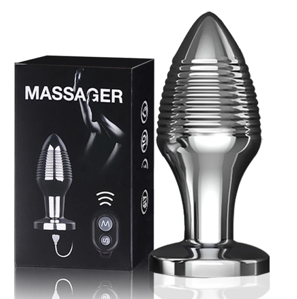 Dop Anal Remote Control, 10 Moduri Vibratii, Metal, USB, Argintiu, 7.5 cm