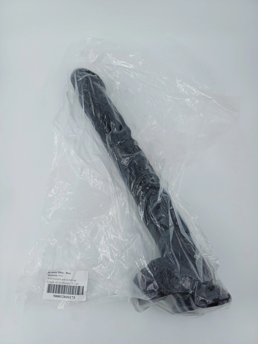 Dildo cu Ventuza Giant, PVC, Negru, 42 cm