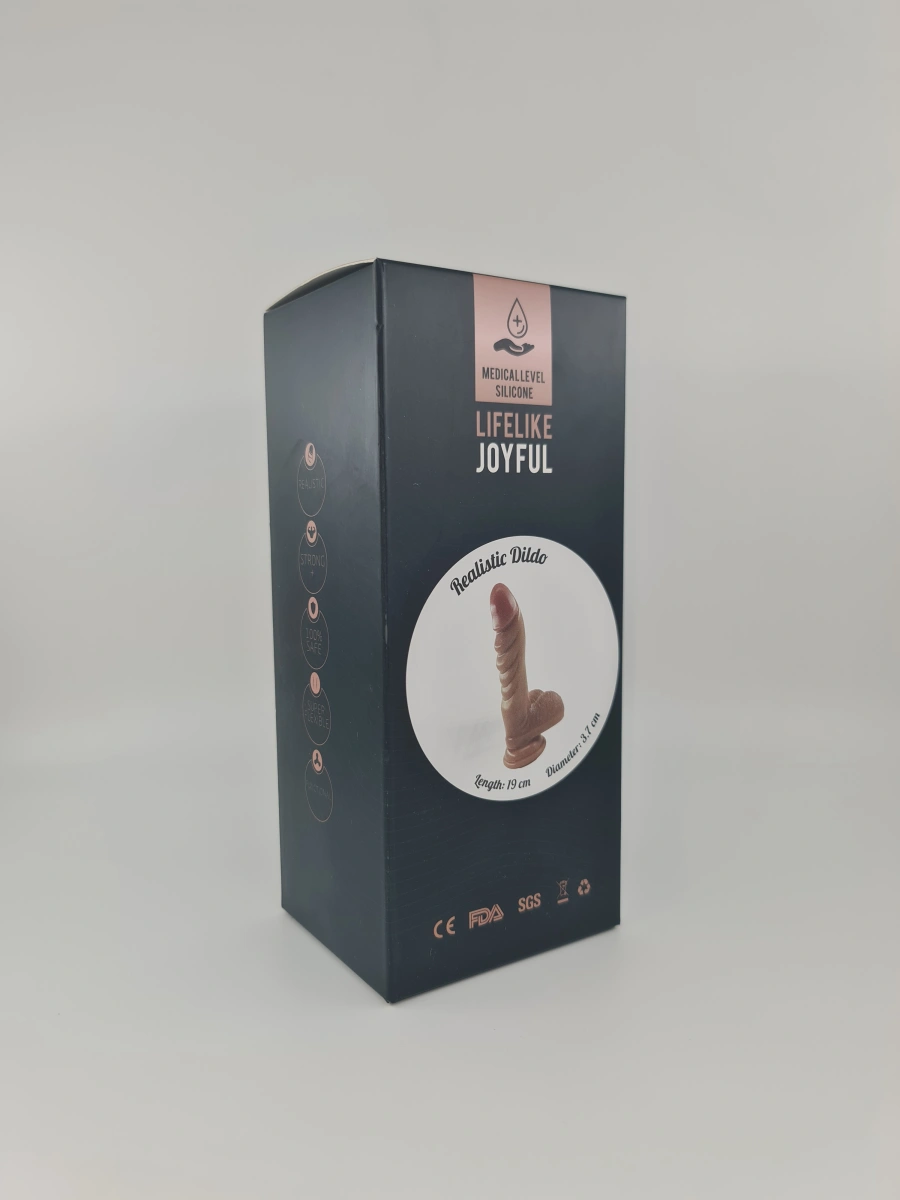 Dildo Realist Rib, Silicon Lichid, Maro, 19 cm
