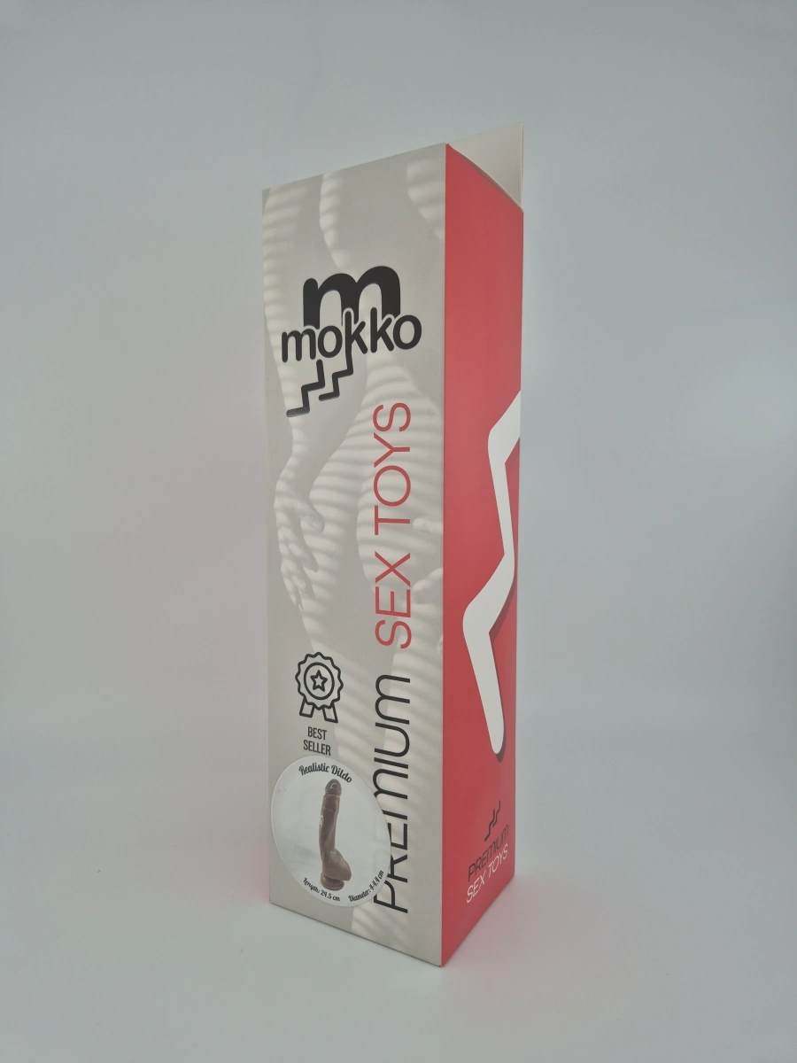 Dildo Realist Rinno cu Ventuza, PVC, Maro, 24.5 cm, Mokko Toys