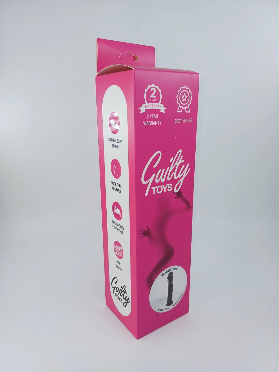 Dildo Realist Big Jim cu Ventuza, PVC, Negru, 27.5 cm, Guilty Toys