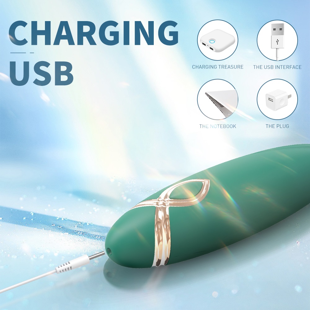 Stimulator Clint, 9 Moduri Vibratii, Silicon, USB, Verde, 11.2 cm, Passion Labs