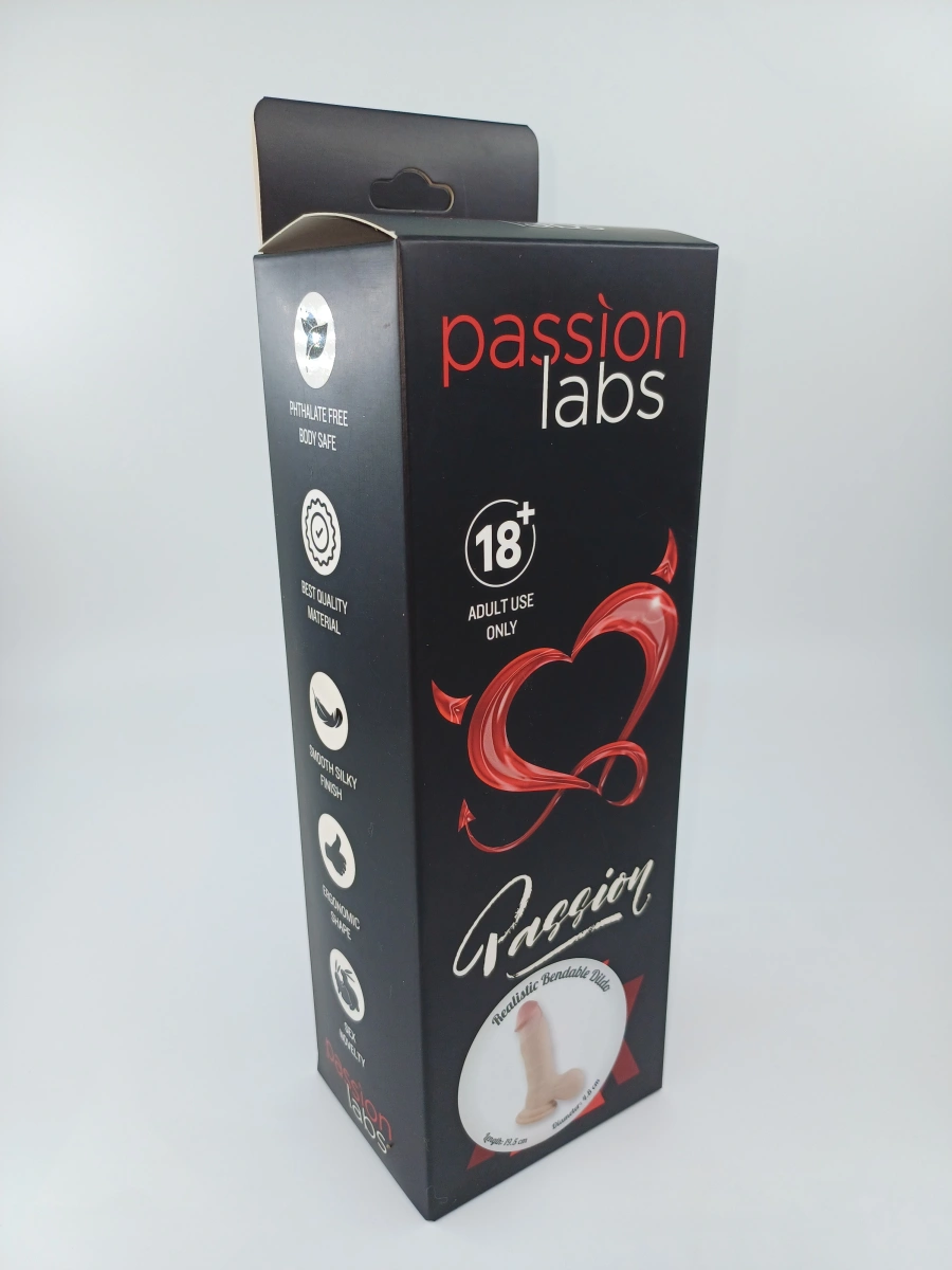 Dildo Rich Sliding&Bendable, TPE Strat Dublu, Natural, 19.5 cm, Passion Labs