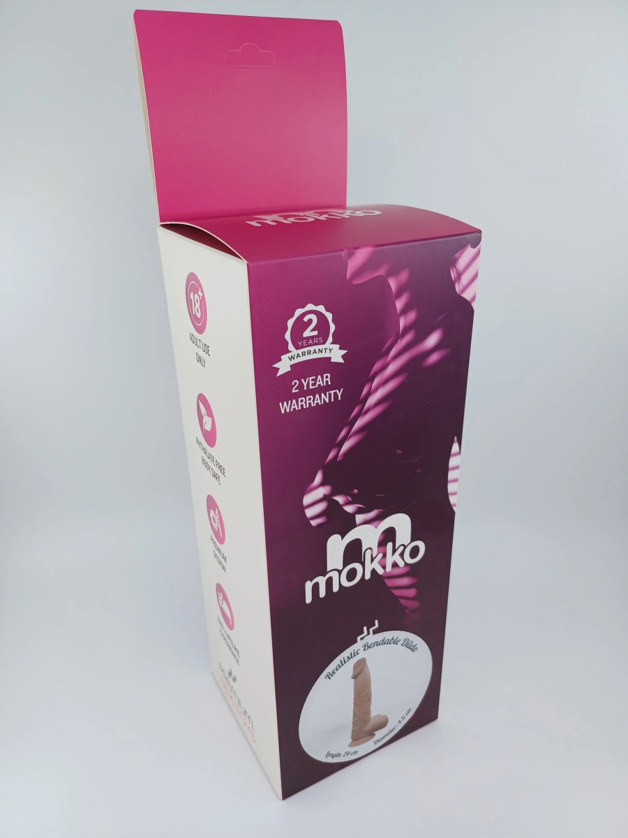 Dildo Edan Sliding&Bendable, TPE Strat Dublu, Caramel, 24 cm, Mokko Toys
