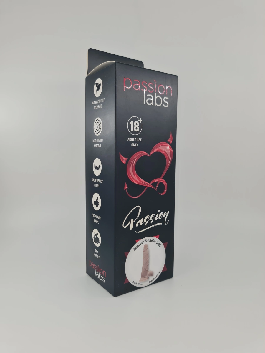 Dildo Evan Sliding&Bendable, TPE Strat Dublu, Natural, 22 cm, Passion Labs