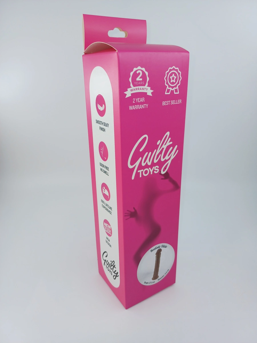 Dildo Realist Big Jim cu Ventuza, PVC, Caramel, 27.5 cm, Guilty Toys
