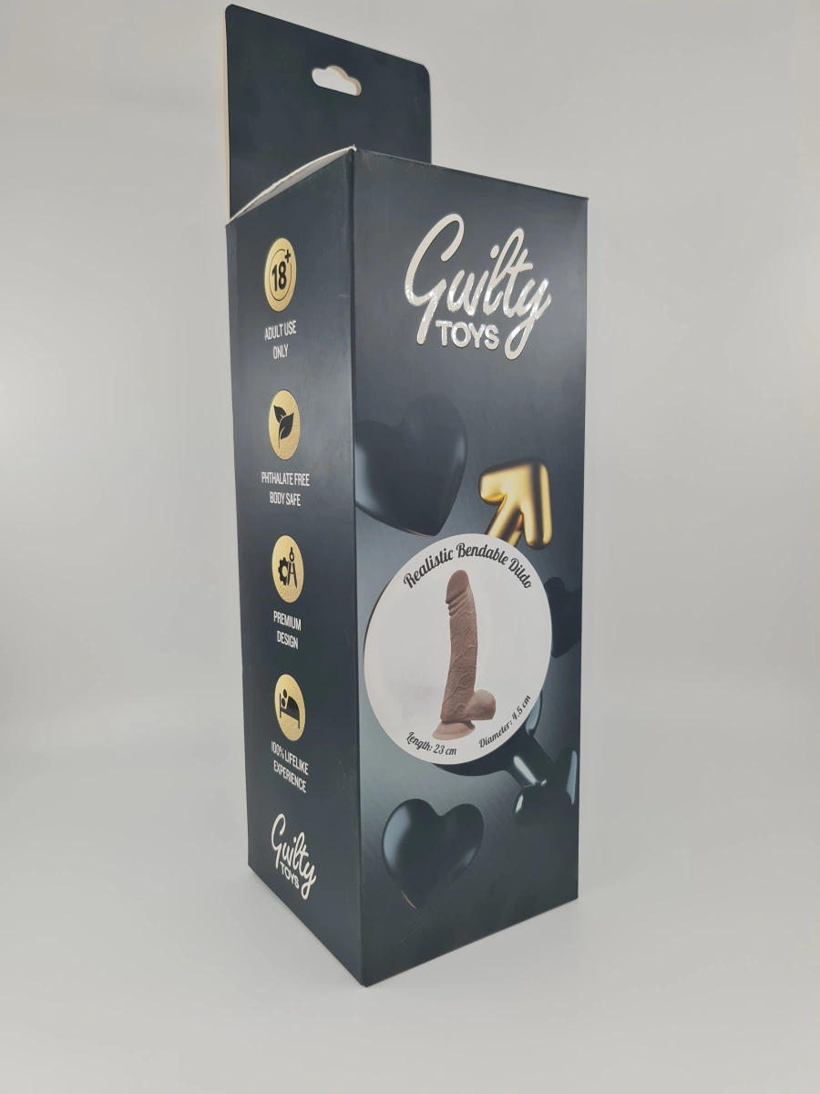 Dildo Rusty Sliding&Bendable, TPE Strat Dublu, Caramel, 23 cm, Guilty Toys