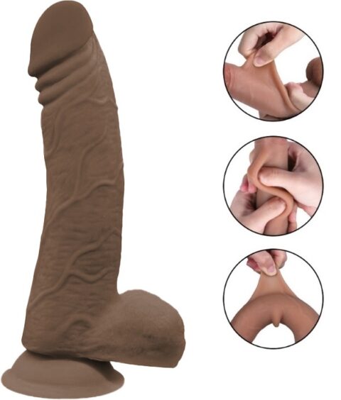 Dildo Rusty Sliding&Bendable, TPE Strat Dublu, Maro, 23 cm, Guilty Toys
