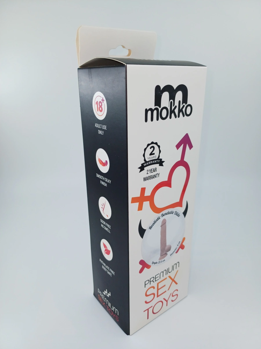 Dildo Sam Sliding&Bendable, TPE Strat Dublu, Natural, 22.5 cm, Mokko Toys