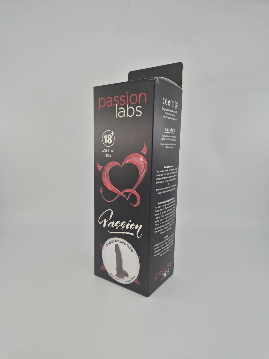 Dildo Evan Sliding&Bendable, TPE Strat Dublu, Maro, 22 cm, Passion Labs