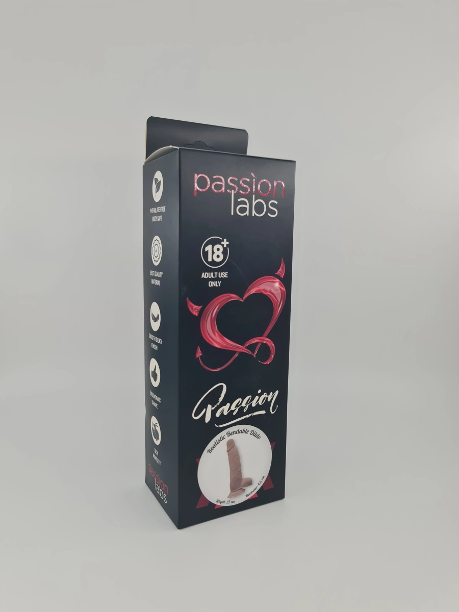 Dildo Evan Sliding&Bendable, TPE Strat Dublu, Caramel, 22 cm, Passion Labs